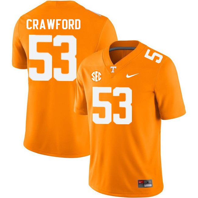 Men #53 Jeremiah Crawford Tennessee Volunteers College Football Jerseys Stitched Sale-Orange